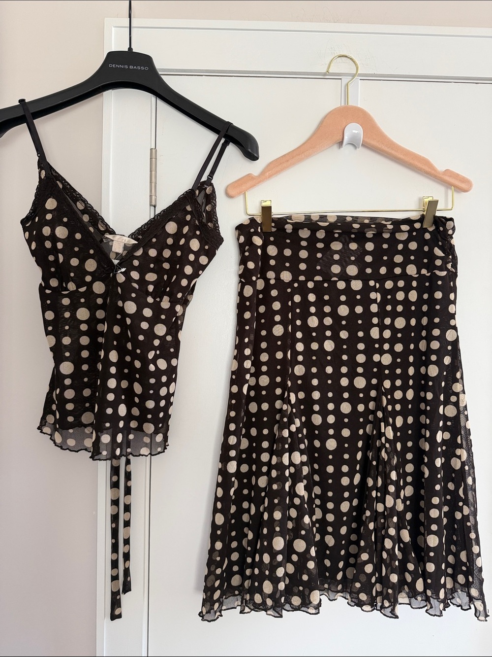 She Polka Dot Brown Midi Skirt tank set - Women dress Suit dress Germany 36
